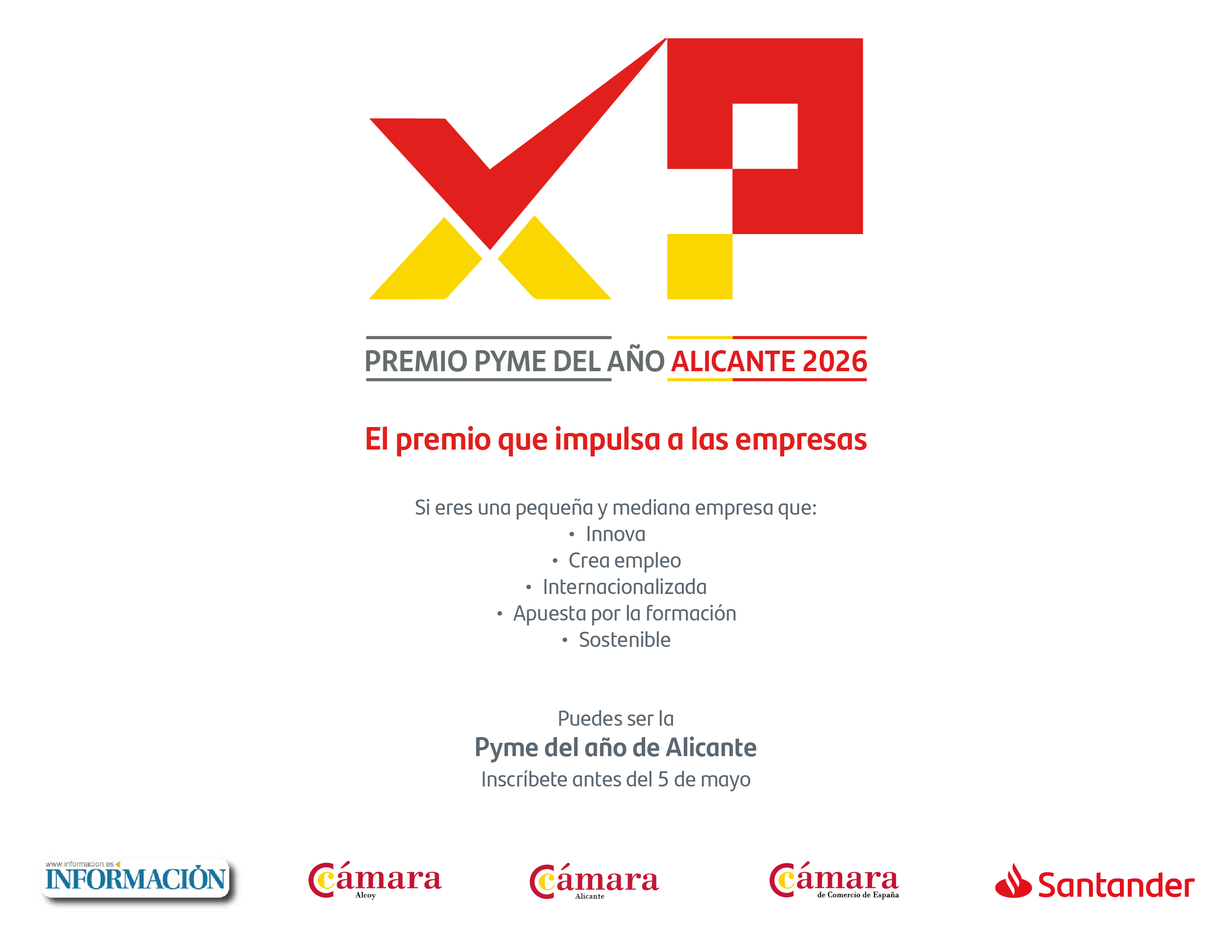 Banco Santander y Cámara de España amplían hasta el 5 de mayo el plazo para inscribirse en el Premio Pyme del Año 2026
